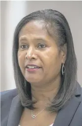  ?? ASHLEE REZIN/SUN-TIMES ?? Mayoral candidate Ald. Sophia King (4th) at an October news conference outside the Chicago Police Department’s Central District station.