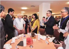  ?? NITI AAYOG TWITTER HANDLE ?? PM Narendra Modi interactin­g with young CEOs on Monday.