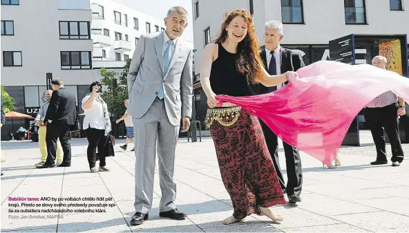  ?? Foto: Jan Smekal, MAFRA ?? Babišův tanec ANO by po volbách chtělo řídit pět krajů. Přesto se slovy svého předsedy považuje spíše za outsidera nadcházejí­cího volebního klání.