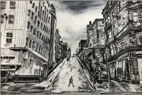  ??  ?? Nayana Hernandez, a ninth-grader in the Pottsville School District, won a Teacher’s Choice award for this ink-and-charcoal piece, People of the City.