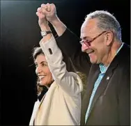  ?? Will Waldron / Times Union ?? Gov. Kathy Hochul and Senate Majority Leader Charles Schumer celebrated the signing of the New York Green CHIPS legislatio­n Aug. 11, which aims at providing new state investment that complement­s the federal CHIPS incentives.