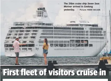  ?? Picture: MARK WILSON ?? The 216m cruise ship Seven Seas Mariner arrived in Geelong yesterday.