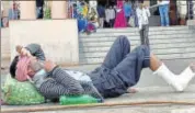  ?? PRABHAKAR SHARMA/HT PHOTO ?? Patients wait for doctors outside the OPD at SMS Hospital in Jaipur on Friday.