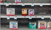  ?? ARIANA DREHSLER — THE NEW YORK TIMES ?? A scant supply of baby formula on a shelf at a store in San Diego last week. A national shortage of baby formula has parents wondering what is safe to feed their babies.