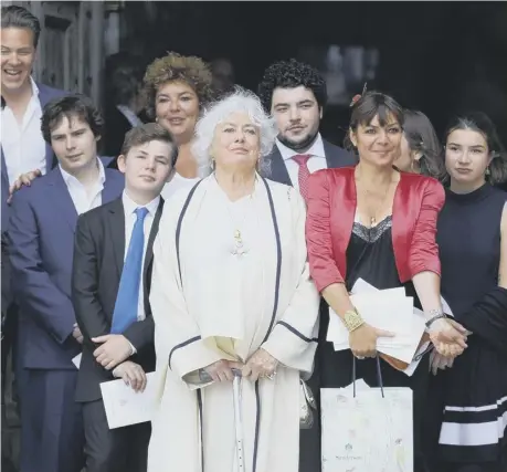  ??  ?? 0 Anne Hart with family members at the service. Celebrity guests included Stephen Fry, Joanna Lumley and Ben Elton, Su Pollard and Graham Norton