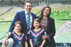  ??  ?? UNITED: Billy Slater with wife Nicole and children n Tyla and Jake.