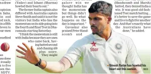  ?? BCCI ?? Umesh Yadav has bowled his heart out this season.