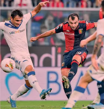  ?? ANSA ?? Ex interista Goran Pandev, 36 anni, realizza il definitivo 3-1. Per il macedone è il primo gol stagionale in 8 gare