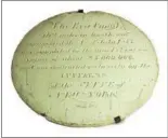  ?? NEW YORK STATE MUSEUM ?? One of two capstones ceremoniou­sly placed Aug. 24, 1825, to mark completion of the Lockport flight of the Erie Canal is on display as part of a new exhibit at the New York State Museum marking the bicentenni­al of the historic waterway.