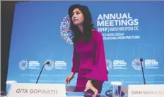  ?? OLIVIER DOULIERY/AFP VIA GETTY IMAGES ?? IMF chief economist Gita Gopinath is calling for action to tackle “financial vulnerabil­ities.” .