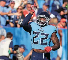  ?? [THE ASSOCIATED PRESS] ?? Titans running back Derrick Henry celebrates after scoring a touchdown on a 68-yard run against the Chiefs, Nov. 10 in Nashville, Tenn.