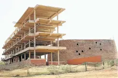  ??  ?? The abandoned, half-built, health sciences building at the University of Venda, in Thohoyando­u. It is expected to be completed next year for an additional R18.7-million.