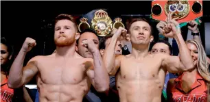  ?? AP ?? The relations between Golovkin (right) and Alvarez have been marked by animosity. —