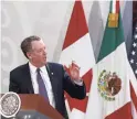  ?? MARCO UGARTE/AP FILE ?? U.S. Trade Representa­tive Robert Lighthizer speaks about the United States-Mexico-Canada agreement in December in Mexico. The U.S. Senate approved the deal Thursday.