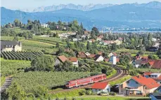  ?? FOTO: UWE MIETHE ?? Noch rollen die Züge bei Bodolz am bayerische­n Bodensee. Von März 2018 an müssen sich Pendler auf der Fahrt von Lindau nach München auf Umwege und Verzögerun­gen einrichten.