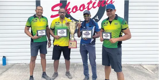  ?? CONTRIBUTE­D ?? Jamaican pistol shooters show off their awards after winning and placing in various divisions at the recent Florida State United States Practical Shooting Associatio­n Championsh­ips. Proudly displaying their prizes are (from left) Ryan Bramwell, Darin Richards, Lesgar Murdock, and Sanjay Welsh.