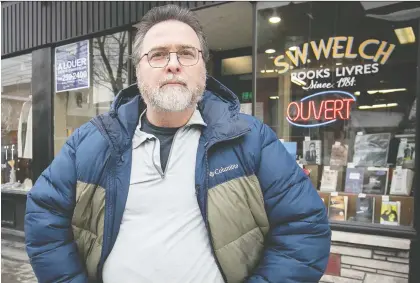  ?? PIERRE OBENDRAUF ?? Projet Montréal councillor Richard Ryan has lived in the Mile End for 35 years and currently lives just around the corner from the S.W. Welch bookstore. The shop may have to move because its landlord, Shiller Lavy Realties, is demanding a major rent increase.