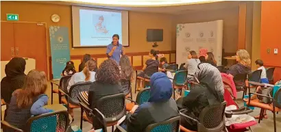  ??  ?? Women attend an educationa­l lecture at Danat Al Emarat Hospital in Abu Dhabi as part of World Breastfeed­ing Week.