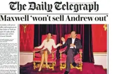  ?? Screenshot: AZ/THE Daily Telegraph ?? Das Bild, das um die Welt ging: die Epstein-vertraute Ghislaine Maxwell und Schauspiel­er Kevin Spacey auf dem Thron der Queen.