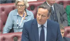  ?? ?? WORLD VIEW: Foreign Secretary Lord David Cameron responds to a question yesterday during a session in the House of Lords.
