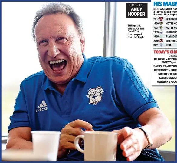  ??  ?? Still got it: Warnock has Cardiff on the cusp of the top flight PICTURES: ANDY HOOPER