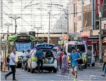  ??  ?? Up to 19 people were injured, several of them seriously, when an SUV ploughed into pedestrian­s in Melbourne’s CBD yesterday.