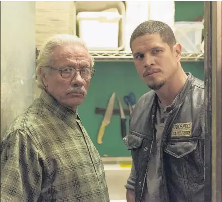  ?? Photograph­s by Prashant Gupta FX ?? EDWARD JAMES OLMOS as Felipe Reyes and JD Pardo as his son Ezekiel “EZ” Reyes in FX’s new series “Mayans M.C.”