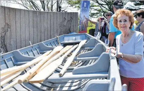  ?? DESIREE ANSTEY/JOURNAL PIONEER ?? Elaine Monteith came to see the unveiling of the replica ice boat to honour the hundreds who worked on the vessels, including her great-grandfathe­r William Howatt, her grandfathe­r Russell Bell and his cousin Lem Rawson.