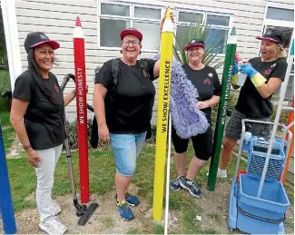  ?? SIMON EDWARDS/FAIRFAX NZ ?? Cleaning company Fresh Desk pays a living wage to all its workers. From left, Rea Williams, Nicole Oxenbridge (co-owner), Helen Pyatt and Caroline de Castro (co-owner).