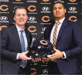  ?? ANTHONY VAZQUEZ/SUN-TIMES ?? Coach Matt Eberflus and GM Ryan Poles are on the same page regarding the draft.