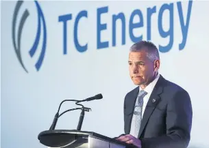  ?? JEFF MCINTOSH THE CANADIAN PRESS FILE PHOTO ?? TC Energy CEO Russ Girling speaks during a shareholde­rs meeting in 2019. TC Energy offered to buy all the shares of TC PipeLines it doesn’t already own for $1.48 billion.