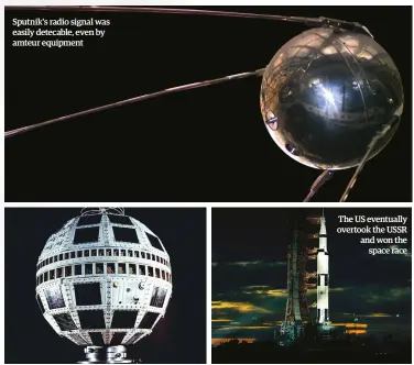  ??  ?? Sputnik's radio signal was easily detecable, even by amteur equipment The US eventually overtook the USSR and won the
space race