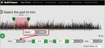  ??  ?? Audiotrimm­er lets you mark a section of a track, then delete it