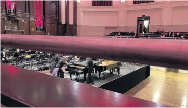  ?? PHOTO: ULLA REYMANN ?? Who wants to see the musicians anyway? Actually, most people do. Health and safety gone mad in the Dunedin Town Hall from row A.