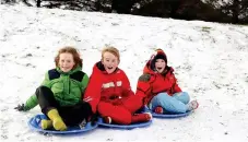  ??  ?? Snow joke: The Ford children in Dufftown, Moray