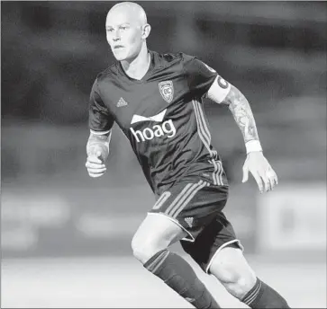  ?? Lisa Rosales Orange County Soccer Club ?? ORANGE COUNTY Soccer Club’s Richard Chaplow, who played for seven teams over 13 profession­al seasons in England, says he would like to eventually transition from being a player to beginning a coaching career.