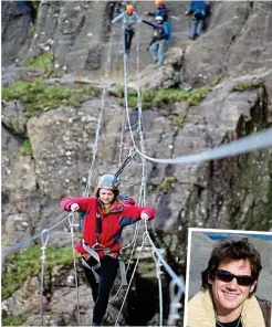  ??  ?? Thrilling: Honister’s Via Ferrata challenge. Inset: Mark Weir