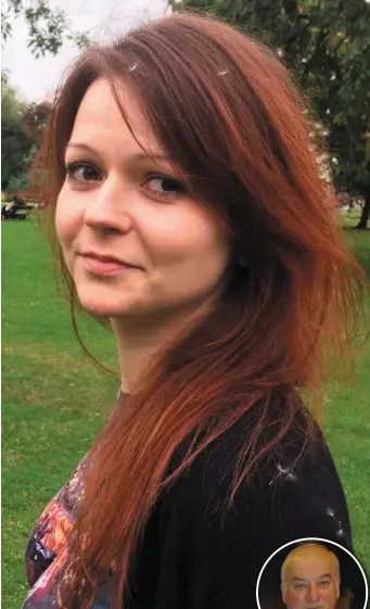  ??  ?? Yulia Skripal: she and her father Sergei (right) were poisoned with a highly pure strain of Novichok nerve agent in Salisbury, according to analysts