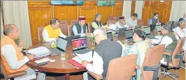  ?? HT ?? Chief minister Jai Ram Thakur presiding over a cabinet meeting at the Himachal Pradesh secretaria­t in Shimla on Thursday.