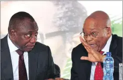  ?? Pictures: GCIS ?? LOOKING AHEAD: President Jacob Zuma and Deputy President Cyril Ramaphosa at the National Freedom Day celebratio­ns held in Manguzi, uMhlabuyal­ingana, KwaZulu-Natal, under the theme ‘The year of OR Tambo: together deepening democracy and building safer...