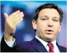  ?? Miami Herald file photo ?? Florida Gov. Ron DeSantis took the unpreceden­ted step of vetoing the Legislatur­e in favor of his own congressio­nal map during the redistrict­ing process this year.