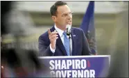  ?? KEITH SRAKOCIC — THE ASSOCIATED PRESS FILE ?? Attorney General Josh Shapiro, the Democratic candidate for governor, is breaking with Gov. Tom Wolf over Wolf’s plan to fight climate change.