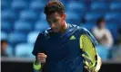  ?? Photograph: Kelly Defina/Reuters ?? Félix Auger-Aliassime during his Melbourne final defeat against Dan Evans this year, one of seven defeats he has endured in finals.