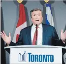  ?? NATHAN DENETTE THE CANADIAN PRESS ?? Mayor John Tory speaks during a press conference Wednesday about council cuts.
