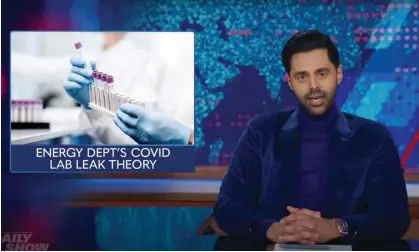  ?? Photograph: YouTube ?? Hasan Minhaj: ‘How can you conclude something with low confidence? That’s not a conclusion. I think the word you’re looking for is guess.’