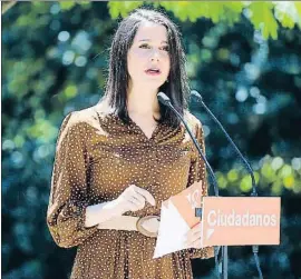  ?? EP / ARXIU ?? La presidenta de Cs, Inés Arrimadas, en un míting al juliol a Vigo