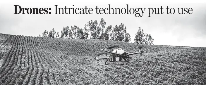  ?? PROVIDED TO CHINA DAILY ?? An XAG agricultur­al drone sprays crops in Ecuador, where farmers are in great need of such efficient and precision equipment to improve efficiency.