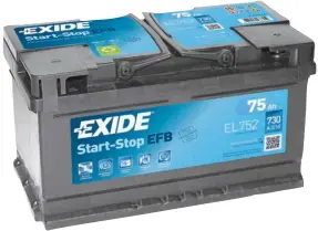  ??  ?? Una batería AGM Exide de 75 amperios-hora para automóvile­s con sistema Start&Stop.