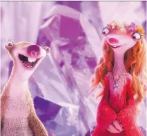  ?? BLUE SKY STUDIOS ?? Sid and Brooke in Ice Age: Collision Course, which delivers the pleasures of the same old familiar faces.