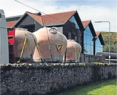  ??  ?? Three copper stills have been put in place at Lindores Abbey in Newburgh.